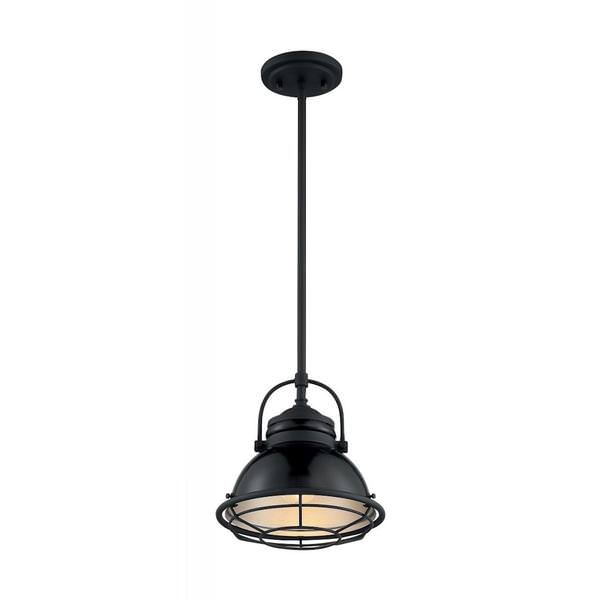 1 Light 120 volt Gloss Black with Silver Accents Pendant Light Fixture
