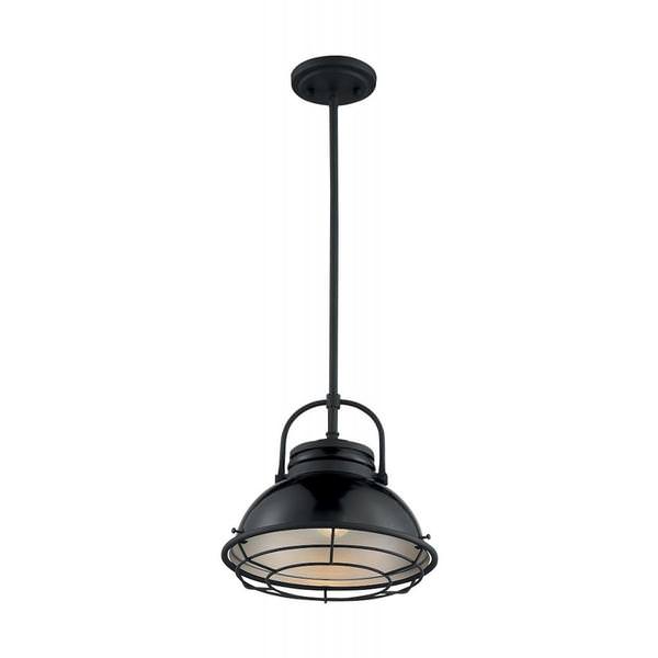 1 Light 120 volt Gloss Black with Silver Accents Pendant Light Fixture