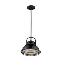 Nuvo Lighting 1 Light 120 volt Gloss Black with Silver Accents Pendant Light Fixture
