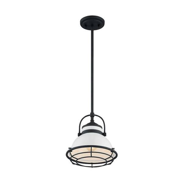 1 Light 120 volt Gloss White with Black Accents Pendant Light Fixture