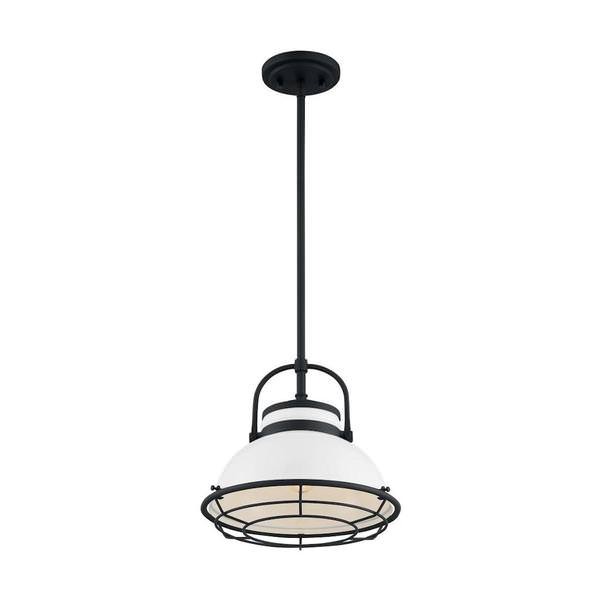 1 Light 120 volt Gloss White with Black Accents Pendant Light Fixture