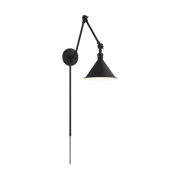 1 Light 120 volt Matte Black Swing Arm Lamp