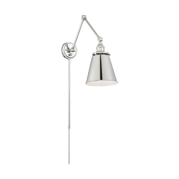 1 Light 120 volt Polished Nickel Swing Arm Lamp