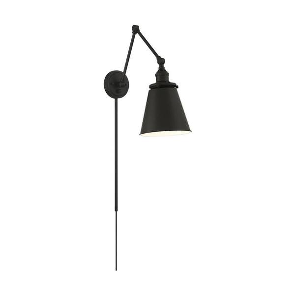 1 Light 120 volt Matte Black Swing Arm Lamp