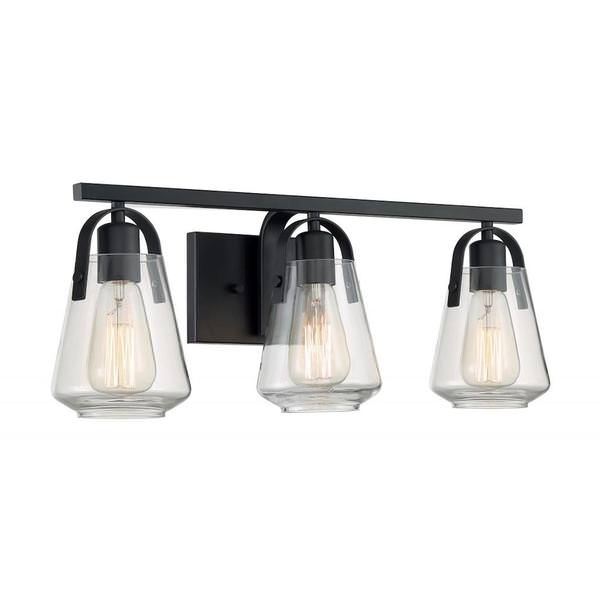 3 Light 120 volt Matte Black Vanity Light Fixture