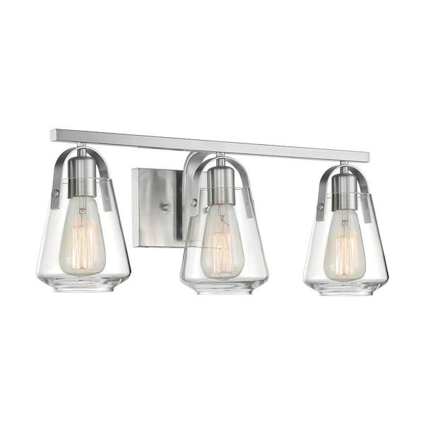 3 Light 120 volt Brushed Nickel Vanity Light Fixture