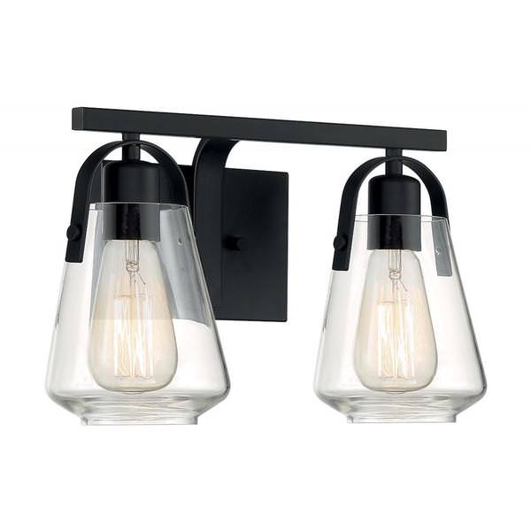 2 Light 120 volt Matte Black Vanity Light Fixture