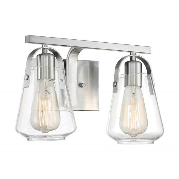 2 Light 120 volt Brushed Nickel Vanity Light Fixture