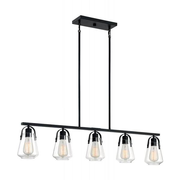 5 Light 120 volt Matte Black Pendant Light Fixture