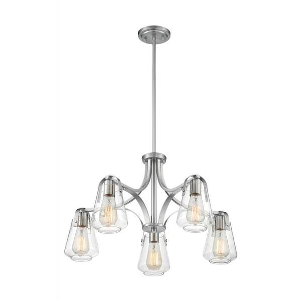 5 Light 120 volt Brushed Nickel Chandelier Light Fixture