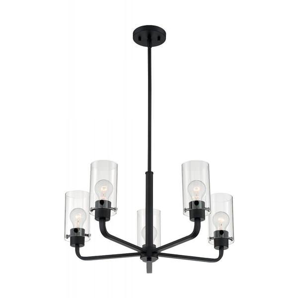 5 Light 120 volt Matte Black Chandelier