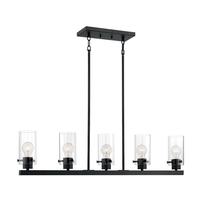 Nuvo Lighting 5 Light 120 volt Matte Black with Honey Wood Accents Pendant
