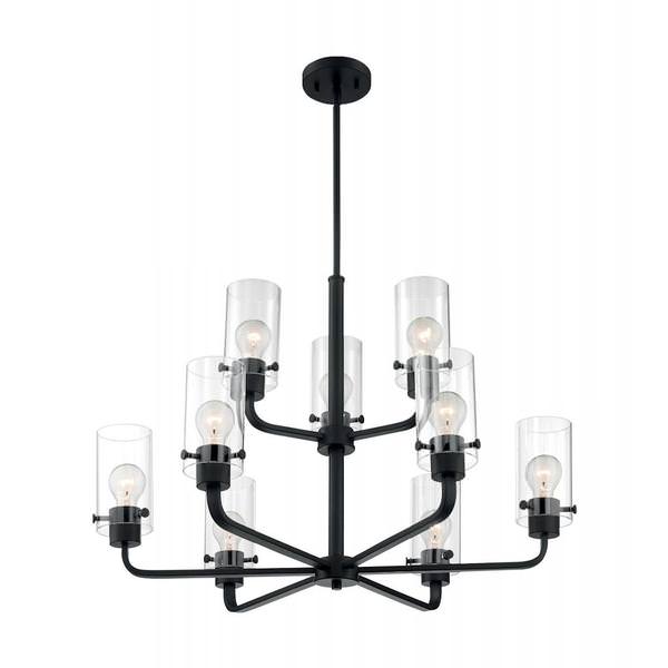 9 Light 120 volt Matte Black Chandelier