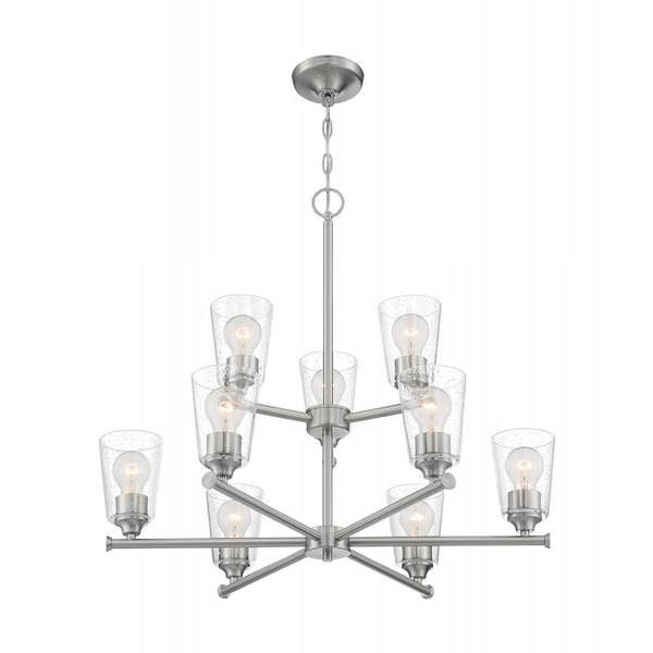 9 Light 120 volt Brushed Nickel Chandelier