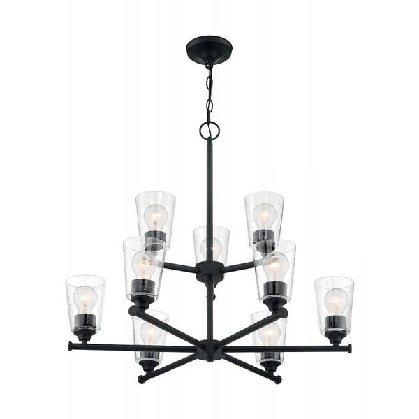 9 Light 120 volt Matte Black Chandelier