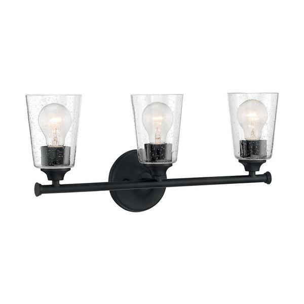 3 Light 120 volt Matte Black Vanity Light Fixture