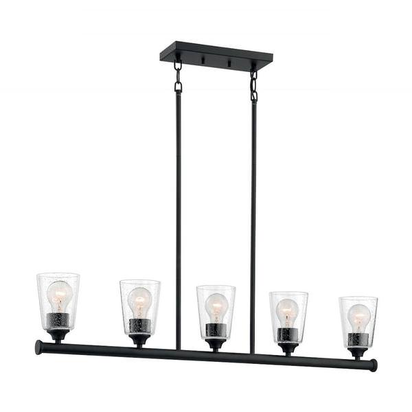 5 Light 120 volt Matte Black Island Pendant