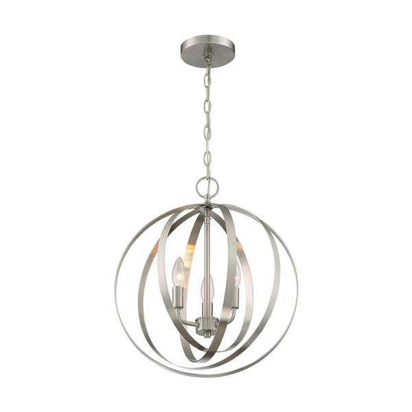 3 Light 120 volt Brushed Nickel Pendant Light Fixture