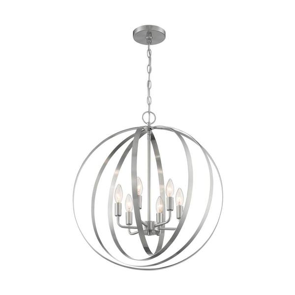 6 Light 120 volt Brushed Nickel Pendant Light Fixture