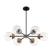 Nuvo Lighting 6 Light 120 volt Matte Black with Brass Accents Chandelier Light Fixture