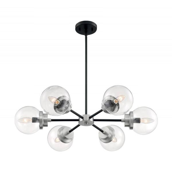 6 Light 120 volt Matte Black with Brushed Nickel Accents Chandelier