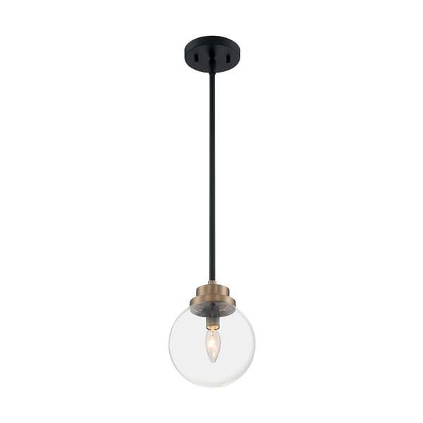 1 Light 120 volt Matte Black with Brass Accents Pendant Light Fixture