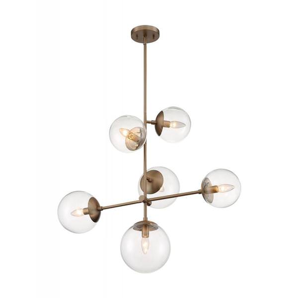 6 Light 120 volt Burnished Brass Pendant Light Fixture
