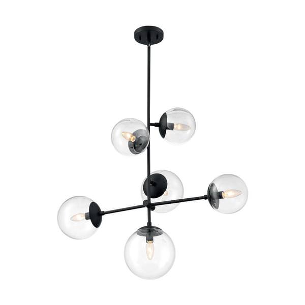 6 Light 120 volt Matte Black Pendant Light Fixture