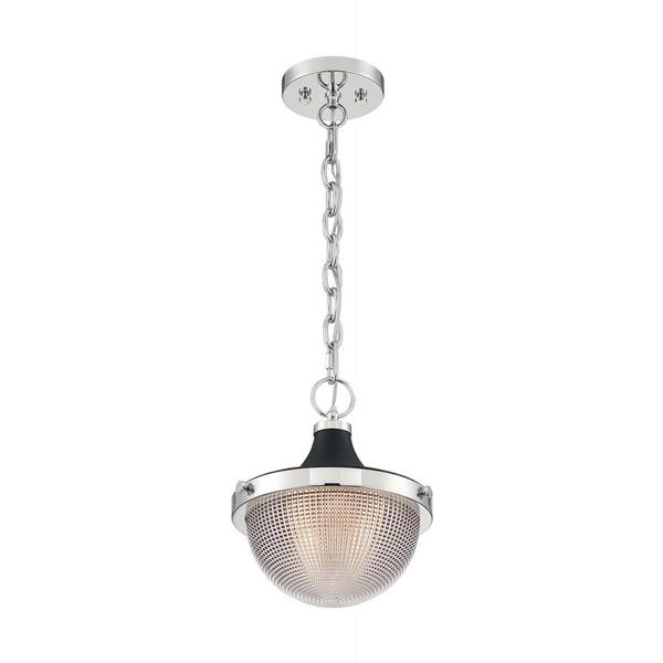 1 Light 120 volt Polished Nickel with Black Accents Pendant Light Fixture