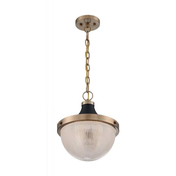 1 Light 120 volt Burnished Brass with Black Accents Pendant Light Fixture
