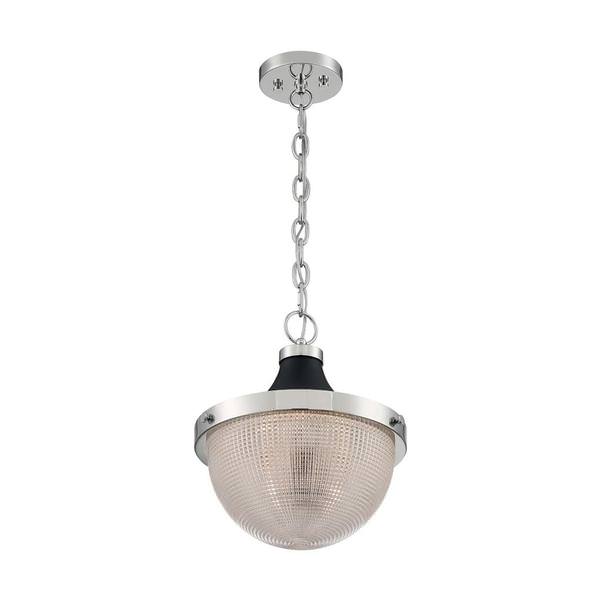 1 Light 120 volt Polished Nickel with Black Accents Pendant Light Fixture