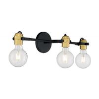 Nuvo Lighting 3 Light 120 volt Black with Brushed Brass Accents Vanity Light Fixture
