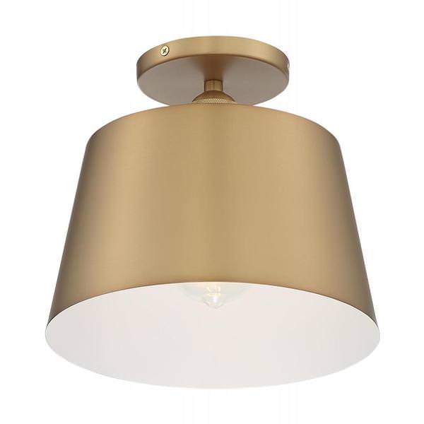 1 Light 120 volt Brushed Brass with White Accents Ceiling Light