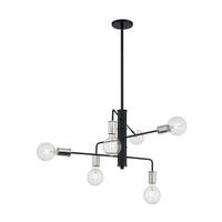 Nuvo Lighting 6 Light 120 volt Black with Polished Nickel Chandelier Light Fixture