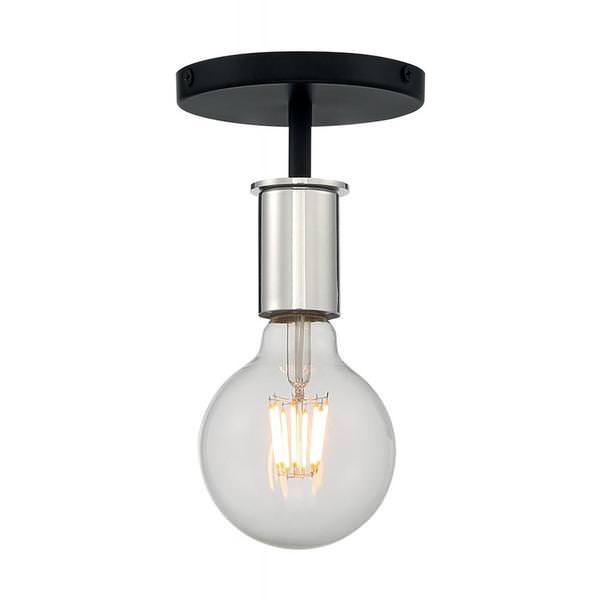 1 Light 120 volt Black with Polished Nickel Accents Ceiling Light