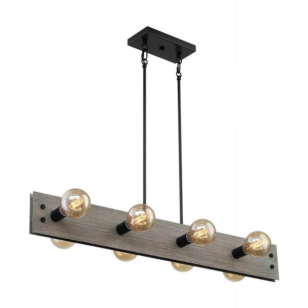 8 Light 120 volt Driftwood with Black Accents Island Pendant