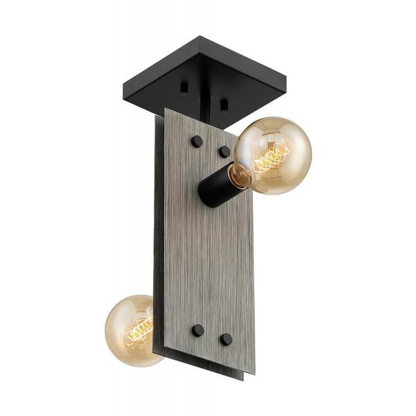 2 Light 120 volt Driftwood with Black Accents Ceiling Light