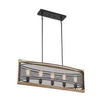 Nuvo Lighting 5 Light 120 volt Black Finish with Honey Wood Accents Pendant