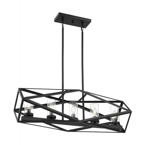 5 Light 120 volt Black Island Pendant