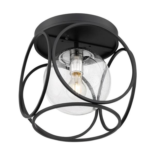 1 Light Black with Polished Nickel Accents Ceiling Light Fixture