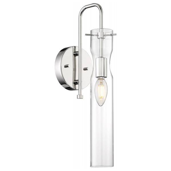 1 Light 120 volt Polished Nickel Clear Glass Shade Wall Sconce