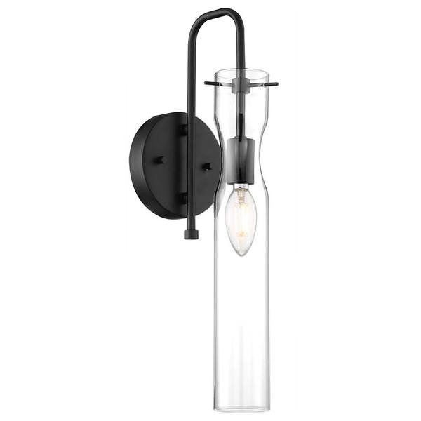 1 Light 120 volt Black Clear Glass Shade Wall Sconce