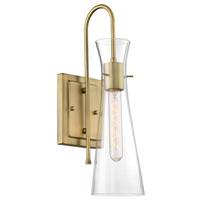 Nuvo Lighting 1 Light 120 volt Vintage Brass Clear Glass Shade Wall Sconce