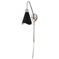 Nuvo Lighting 1 Light Polished Nickel Black Shade Wall Light Fixture