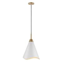 View 1 Light Medium Burnished Brass Matte White Shade Pendant Light Fixture