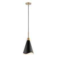 Nuvo Lighting 1 Light Large Burnished Brass Matte Black Shade Pendant Light Fixture
