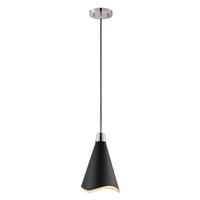 Nuvo Lighting 1 Light Large Polished Nickel Matte Black Shade Pendant Light Fixture