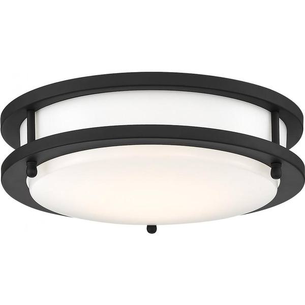10" 18 watt 120 volt 3000K Matte Black White Acrylic Lens Flush Mount