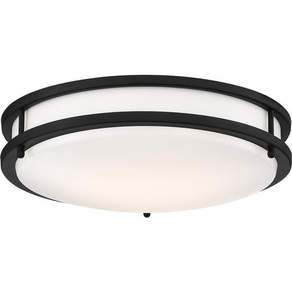 13" 25 watt 120 volt 3000K Matte Black White Acrylic Lens Flush Mount