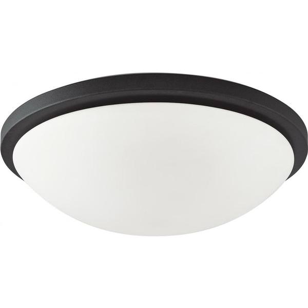 11" 18 watt 120 volt 3000K Matte Black Frosted Glass Shade Flush Mount